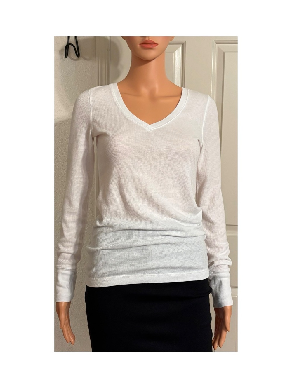 Victoria's Secret White V-Neck Long Sleeve Top